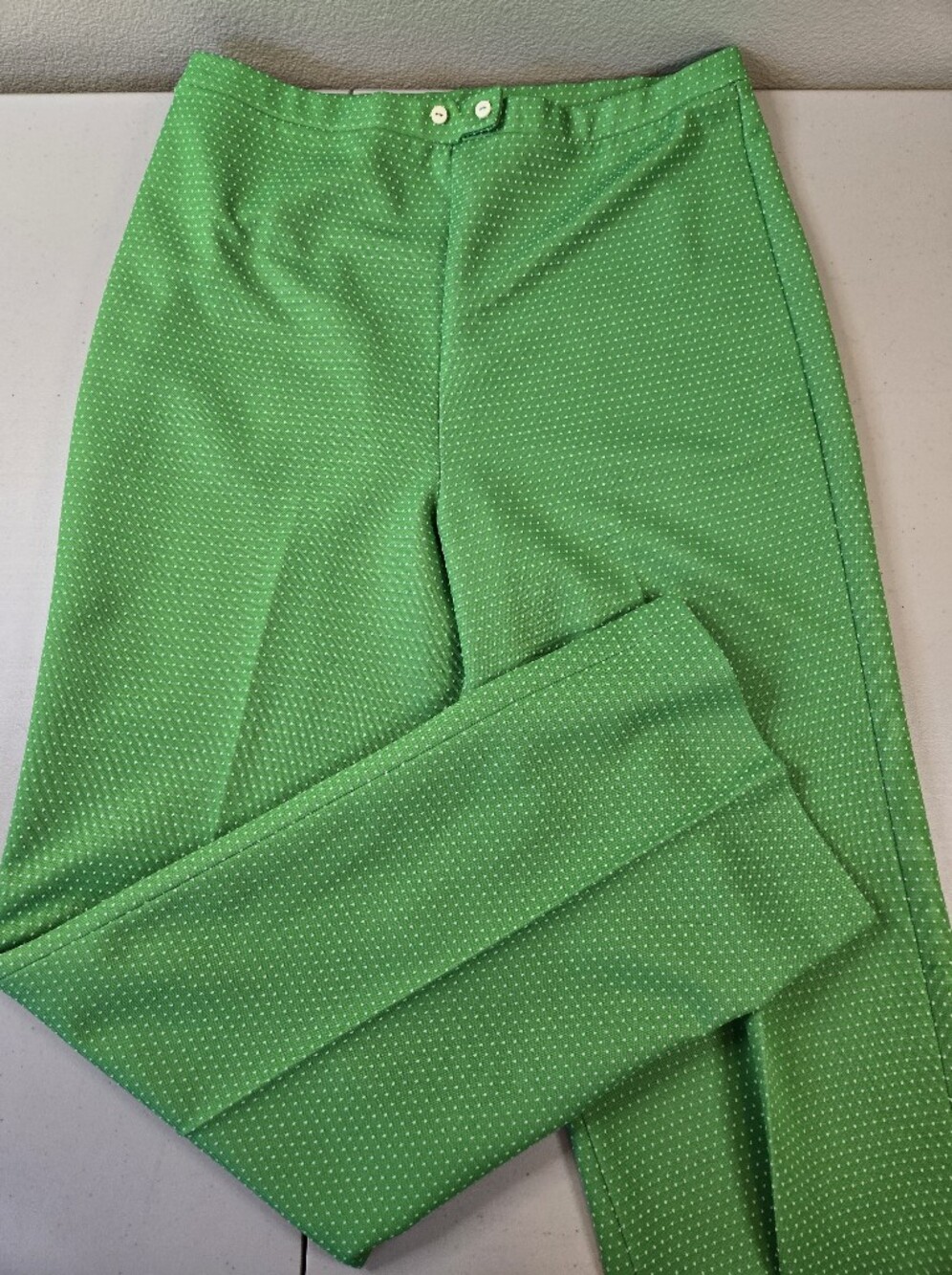 Vintage 70s Jantzen Green Mod Geometric 2 Piece Leisure Suit Size 14 - Picture 15 of 16